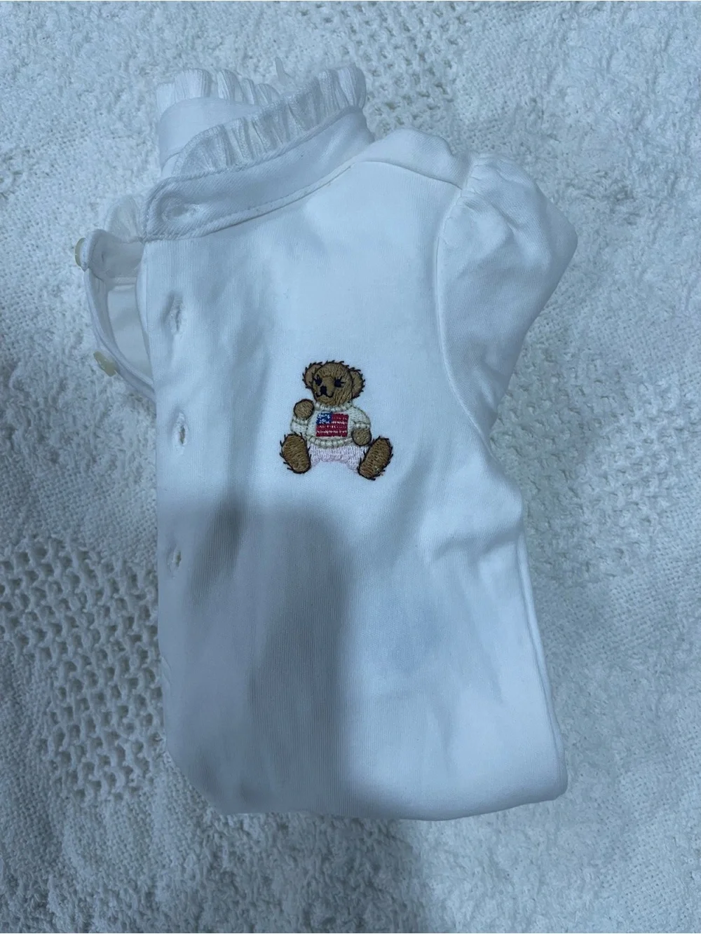 Ralph Lauren Bundled White Baby Teddy Bear Ruffle Collar Polo